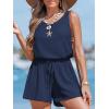 CUPSHE Womens Summer Casual Sleeveless Romper Overalls One Piece Jumpsuit Beach Cover Up Vacation Summer Outfits(Navy Blue)