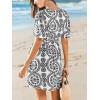 CUPSHE Womens Summer Dresses 2025 V Neck Short Sleeve Flowy A-line Beach Vacation Dress with Pockets(Black)