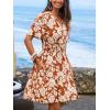 CUPSHE Womens Summer Dresses 2025 V Neck Short Sleeve Flowy A-line Beach Vacation Dress with Pockets(Red Floral)