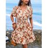 CUPSHE Womens Summer Dresses 2025 V Neck Short Sleeve Flowy A-line Beach Vacation Dress with Pockets(Red Floral)