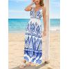 CUPSHE Women’s Summer Dresses Casual Spring V Neck Sleeveless Floral Beach Vacation Long Spaghetti Strap Flowy Maxi Dress(Blue Paisley)
