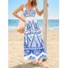 CUPSHE Women’s Summer Dresses Casual Spring V Neck Sleeveless Floral Beach Vacation Long Spaghetti Strap Flowy Maxi Dress(Blue Paisley)