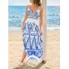 CUPSHE Women’s Summer Dresses Casual Spring V Neck Sleeveless Floral Beach Vacation Long Spaghetti Strap Flowy Maxi Dress(Blue Paisley)