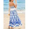 CUPSHE Women’s Summer Dresses Casual Spring V Neck Sleeveless Floral Beach Vacation Long Spaghetti Strap Flowy Maxi Dress(Blue Paisley)