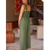 CUPSHE Women’s Summer Jumpsuit 100% Cotton Beach Vacation V Neck Tie Strap Sleeveless Wide Leg Jumpsuit with Pockets(Green)