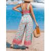 CUPSHE Women’s Summer Jumpsuit Disty Floral Elastic High Waist Sleeveless Wide Leg Beach Vacation Boho Jumpsuit with Pockets(Mint)