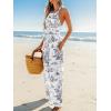 CUPSHE Womens Summer Jumpsuit Halter Casual Dressy Sleeveless One Piece Outfit Pockets Wide leg Pants Romper(Black Printed)