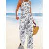 CUPSHE Womens Summer Jumpsuit Halter Casual Dressy Sleeveless One Piece Outfit Pockets Wide leg Pants Romper(Black Printed)