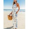 CUPSHE Womens Summer Jumpsuit Halter Casual Dressy Sleeveless One Piece Outfit Pockets Wide leg Pants Romper(Blue Printed)