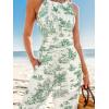 CUPSHE Womens Summer Jumpsuit Halter Casual Dressy Sleeveless One Piece Outfit Pockets Wide leg Pants Romper(Green Printed)