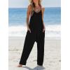 CUPSHE Women’s Summer Jumpsuit Sleeveless Casual Loose Fit Knit Scoop Neck Wide Leg Pockets Long Romper One Piece Vacation(Black)
