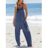 CUPSHE Women’s Summer Jumpsuit Sleeveless Casual Loose Fit Knit Scoop Neck Wide Leg Pockets Long Romper One Piece Vacation(Dusty Blue)