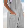 CUPSHE Women’s Summer Jumpsuit Sleeveless Casual Loose Fit Knit Scoop Neck Wide Leg Pockets Long Romper One Piece Vacation(Grey)