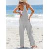 CUPSHE Women’s Summer Jumpsuit Sleeveless Casual Loose Fit Knit Scoop Neck Wide Leg Pockets Long Romper One Piece Vacation(Grey)