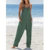 CUPSHE Women’s Summer Jumpsuit Sleeveless Casual Loose Fit Knit Scoop Neck Wide Leg Pockets Long Romper One Piece Vacation(Olive Green)