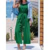 CUPSHE Womens Summer Jumpsuits Dressy One Piece Outfits Sleeveless Belted Overalls Rompers Wide Leg Pants Vacation Clothes(Green)