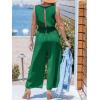CUPSHE Womens Summer Jumpsuits Dressy One Piece Outfits Sleeveless Belted Overalls Rompers Wide Leg Pants Vacation Clothes(Green)