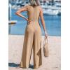 CUPSHE Women’s Summer Jumpsuits Sleeveless Tie Knot Wide Leg Long Pants Romper with Pockets(Beige)