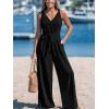 CUPSHE Women’s Summer Jumpsuits Sleeveless Tie Knot Wide Leg Long Pants Romper with Pockets(Black)