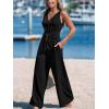 CUPSHE Women’s Summer Jumpsuits Sleeveless Tie Knot Wide Leg Long Pants Romper with Pockets(Black)