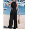 CUPSHE Women’s Summer Jumpsuits Sleeveless Tie Knot Wide Leg Long Pants Romper with Pockets(Black)