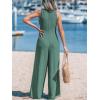 CUPSHE Women’s Summer Jumpsuits Sleeveless Tie Knot Wide Leg Long Pants Romper with Pockets(Green)