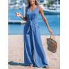 CUPSHE Women’s Summer Jumpsuits Sleeveless Tie Knot Wide Leg Long Pants Romper with Pockets(Light Blue)