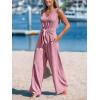 CUPSHE Women’s Summer Jumpsuits Sleeveless Tie Knot Wide Leg Long Pants Romper with Pockets(Pink)