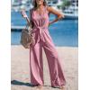CUPSHE Women’s Summer Jumpsuits Sleeveless Tie Knot Wide Leg Long Pants Romper with Pockets(Pink)