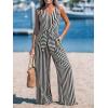 CUPSHE Women’s Summer Jumpsuits Sleeveless Tie Knot Wide Leg Long Pants Romper with Pockets(Stripe Black)