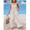 CUPSHE Women’s Summer Jumpsuits Striped Wide Leg Overall Casual Straps Button Loose Maxi Rompers with Pockets(Brown Striped)
