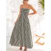 CUPSHE Womens Summer Maxi Dress Casual Sleeveless Square Neck Striped Beach Long Dress with Pockets(Black Beige Striped)