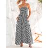 CUPSHE Womens Summer Maxi Dress Casual Sleeveless Square Neck Striped Beach Long Dress with Pockets(Black Striped)