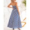 CUPSHE Womens Summer Maxi Dress Casual Sleeveless Square Neck Striped Beach Long Dress with Pockets(Blue Striped)