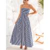 CUPSHE Womens Summer Maxi Dress Casual Sleeveless Square Neck Striped Beach Long Dress with Pockets(Blue Striped)