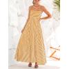 CUPSHE Womens Summer Maxi Dress Casual Sleeveless Square Neck Striped Beach Long Dress with Pockets(Curcuma Striped)