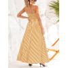 CUPSHE Womens Summer Maxi Dress Casual Sleeveless Square Neck Striped Beach Long Dress with Pockets(Curcuma Striped)