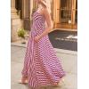 CUPSHE Womens Summer Maxi Dress Casual Sleeveless Square Neck Striped Beach Long Dress with Pockets(Lavender Wavy Striped)
