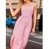 CUPSHE Womens Summer Maxi Dress Casual Sleeveless Square Neck Striped Beach Long Dress with Pockets(Pink)