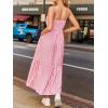 CUPSHE Womens Summer Maxi Dress Casual Sleeveless Square Neck Striped Beach Long Dress with Pockets(Pink)