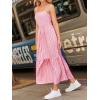 CUPSHE Womens Summer Maxi Dress Casual Sleeveless Square Neck Striped Beach Long Dress with Pockets(Pink)