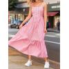 CUPSHE Womens Summer Maxi Dress Casual Sleeveless Square Neck Striped Beach Long Dress with Pockets(Pink)