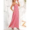 CUPSHE Womens Summer Maxi Dress Casual Sleeveless Square Neck Striped Beach Long Dress with Pockets(Red)
