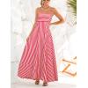 CUPSHE Womens Summer Maxi Dress Casual Sleeveless Square Neck Striped Beach Long Dress with Pockets(Red)