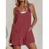 CUPSHE Women’s Summer Sleeveless Overall Adjustable Loose Jumpsuit Beach Romper Travel Vacation Outfits with Pockets(Brick Red)