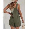CUPSHE Women’s Summer Sleeveless Overall Adjustable Loose Jumpsuit Beach Romper Travel Vacation Outfits with Pockets(Dark Green)