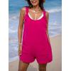 CUPSHE Women’s Summer Sleeveless Overall Adjustable Loose Jumpsuit Beach Romper Travel Vacation Outfits with Pockets(Fuchsia)