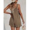 CUPSHE Women’s Summer Sleeveless Overall Adjustable Loose Jumpsuit Beach Romper Travel Vacation Outfits with Pockets(Light Brown)