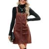 CUPSHE Faux Suede Mini Fall Dresses for Women Square Neck Pull Ring Zipper Front Pockets Wide Straps Casual Autumn Dress(Brown)