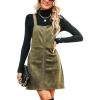 CUPSHE Faux Suede Mini Fall Dresses for Women Square Neck Pull Ring Zipper Front Pockets Wide Straps Casual Autumn Dress(Dark Green)